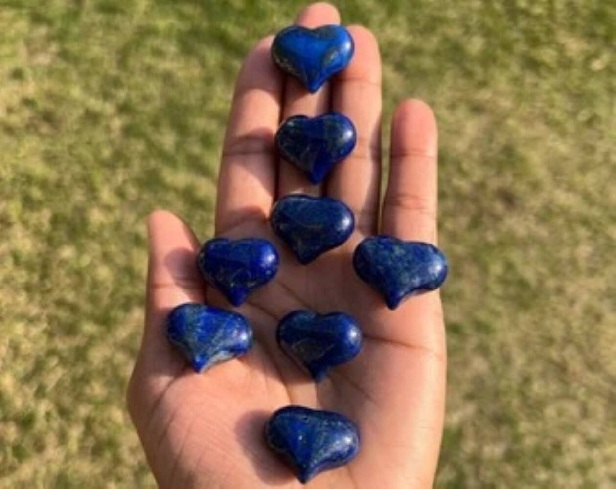 Natural Lapis Lazuli Stone Gemstone Crystal Puffy Heart - Color: Blue