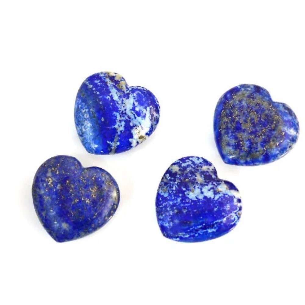 Natural Lapis Lazuli Stone Gemstone Crystal Puffy Heart - Color: Blue