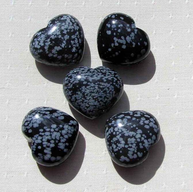 Natural Snowflake Jasper Stone Gemstone Crystal Puffy Heart - Natural Stone Heart Shape Black Color | Unique Gemstone For Decorative And Metaphysical Use