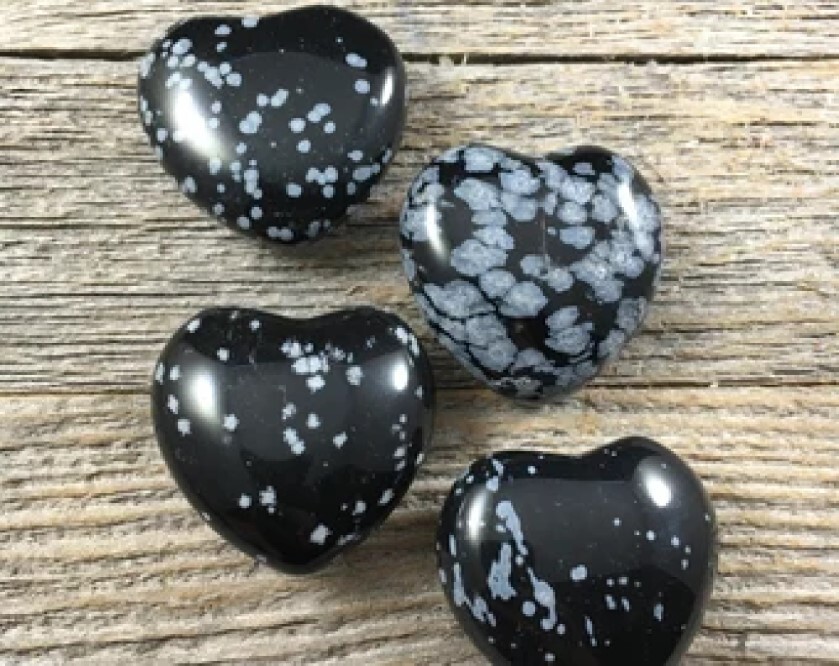 Natural Snowflake Jasper Stone Gemstone Crystal Puffy Heart - Natural Stone Heart Shape Black Color | Unique Gemstone For Decorative And Metaphysical Use