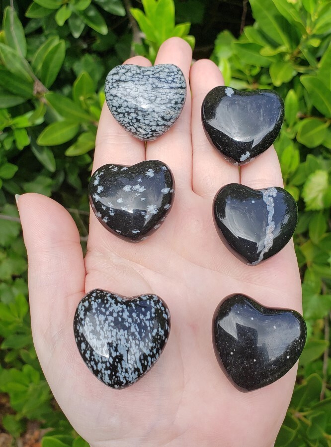 Natural Snowflake Jasper Stone Gemstone Crystal Puffy Heart - Natural Stone Heart Shape Black Color | Unique Gemstone For Decorative And Metaphysical Use