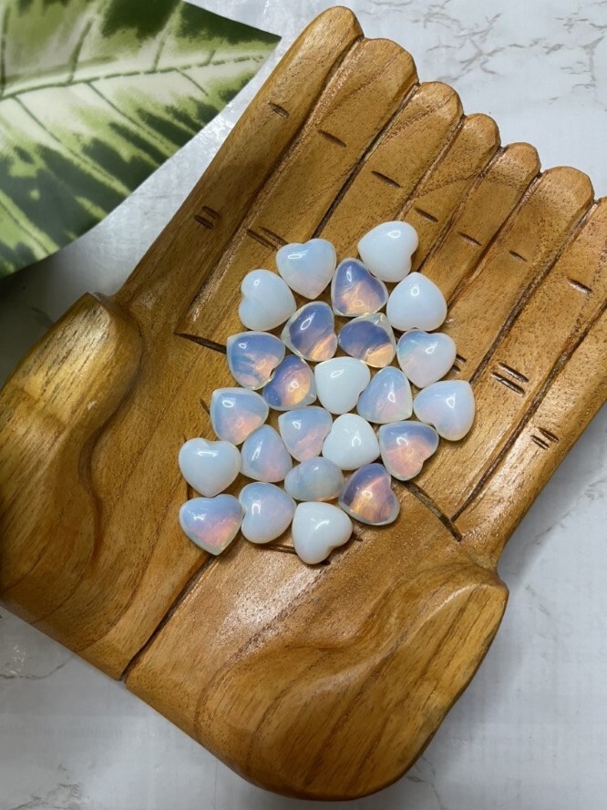 Natural Opalite Stone Gemstone Crystal Puffy Heart - Color: Blue