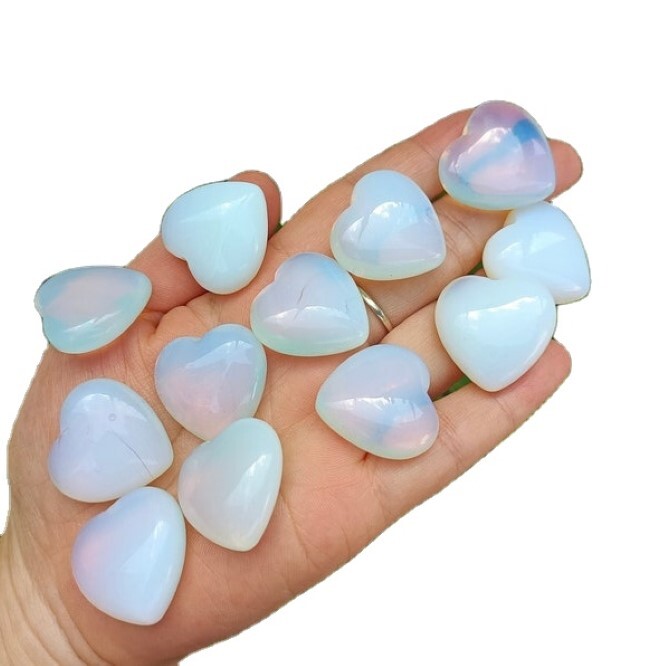 Natural Opalite Stone Gemstone Crystal Puffy Heart - Color: Blue