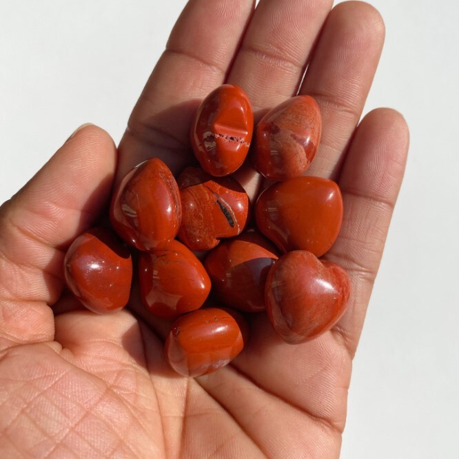 Natural Red Jasper Stone Gemstone Crystal Puffy Heart - Grade: Aaa