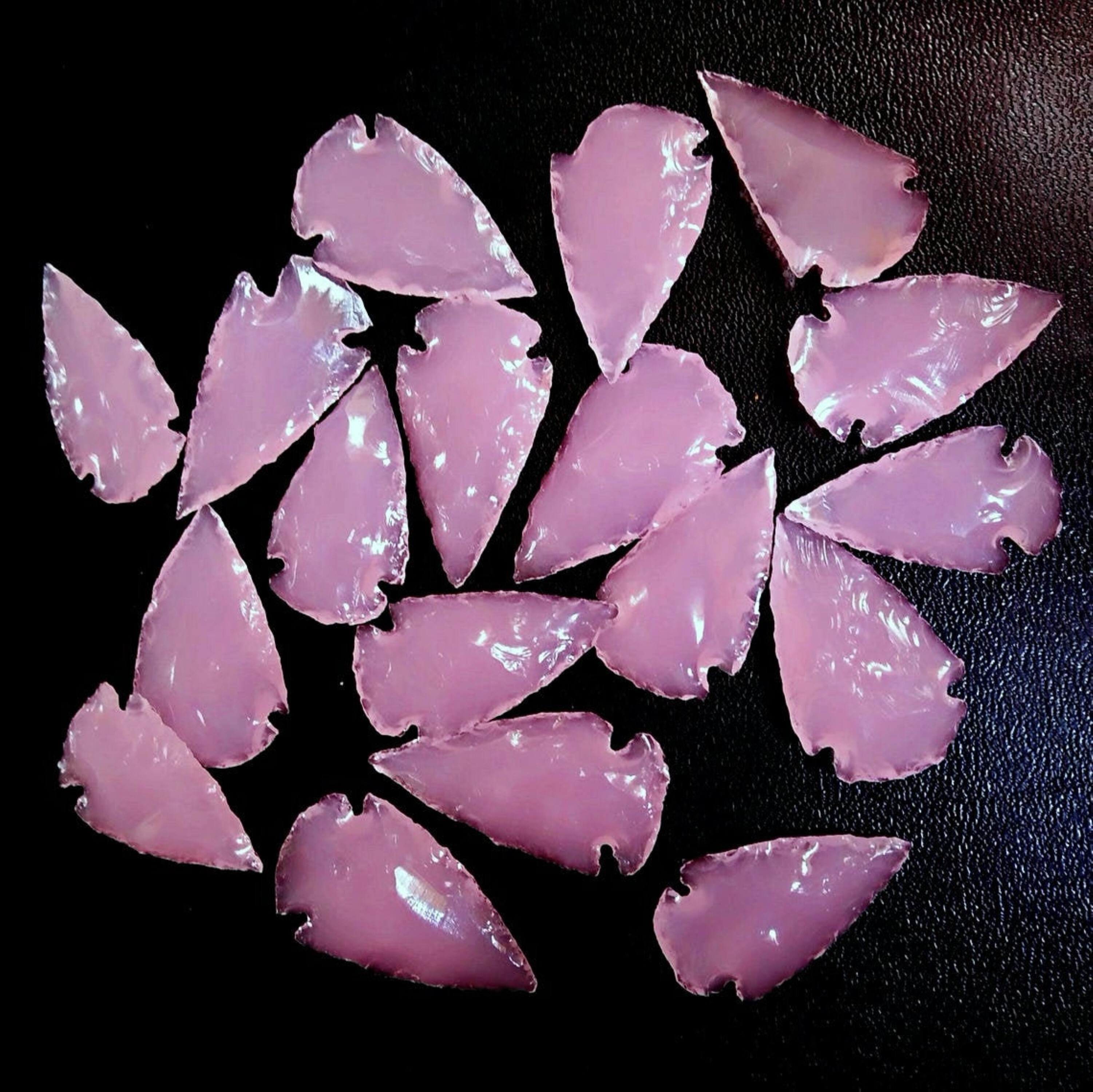 Natural Rose Quartz Gemstone Crystal Arrowheads - Grade: A+