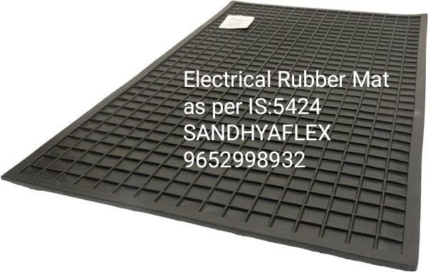 Chequired Electrical Rubber Mat - Color: Black