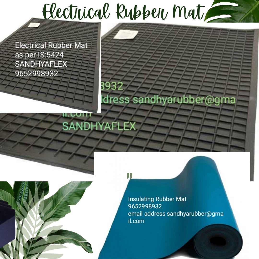 Chequired Electrical Rubber Mat - Color: Black