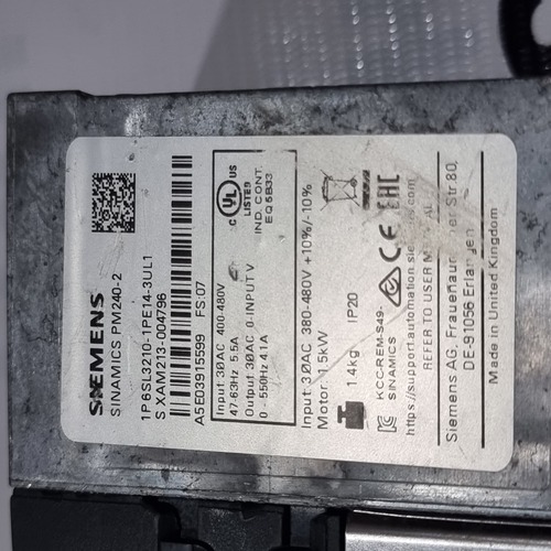 Electric Panel Siemens 6sl3210-1pe14-3ul1 Power Module