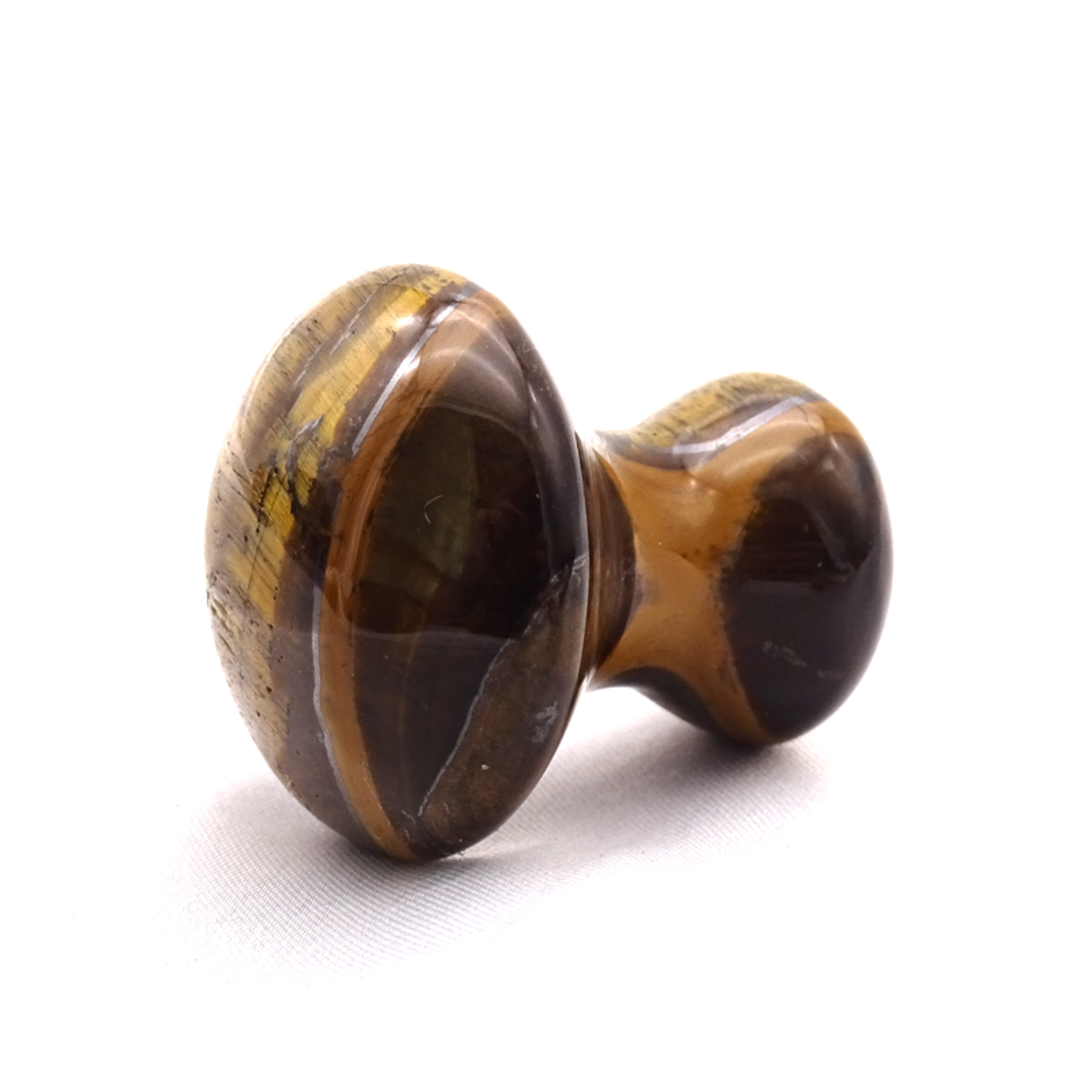 Natural Tiger Eye Gemstone Mushroom Shape Face Massager Gua Sha - Agate, 2 Inch, Yellow & Black Color | A+ Grade, 100 Grams Weight