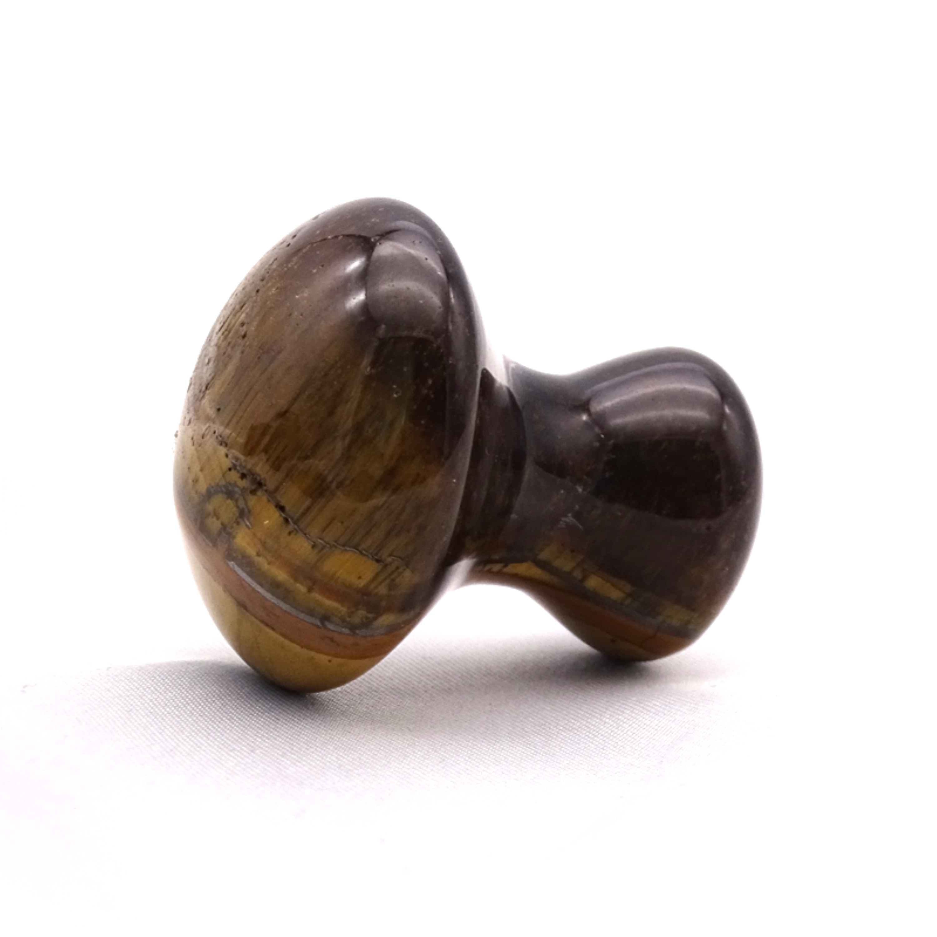 Natural Tiger Eye Gemstone Mushroom Shape Face Massager Gua Sha - Agate, 2 Inch, Yellow & Black Color | A+ Grade, 100 Grams Weight