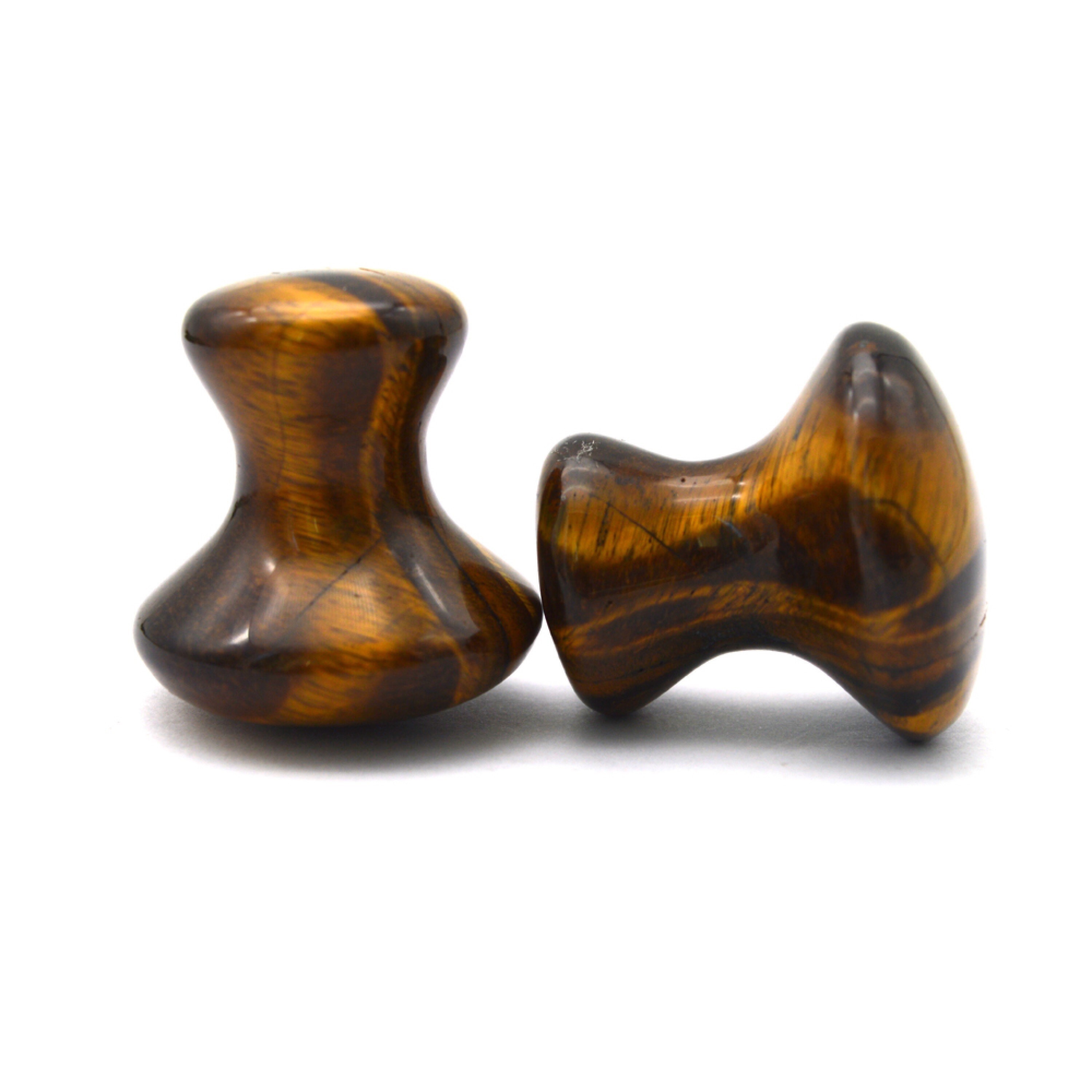 Natural Tiger Eye Gemstone Mushroom Shape Face Massager Gua Sha - Agate, 2 Inch, Yellow & Black Color | A+ Grade, 100 Grams Weight