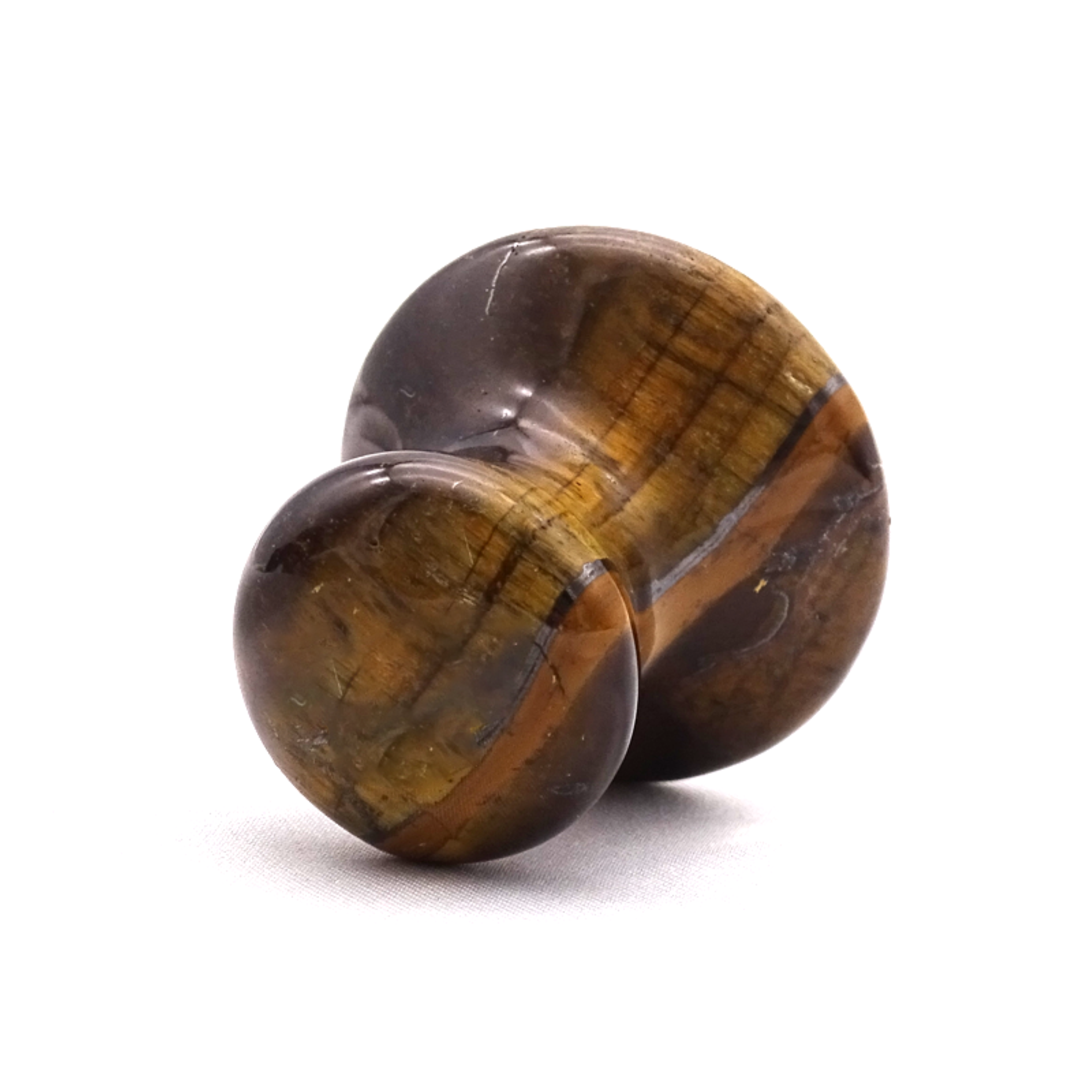 Natural Tiger Eye Gemstone Mushroom Shape Face Massager Gua Sha - Agate, 2 Inch, Yellow & Black Color | A+ Grade, 100 Grams Weight