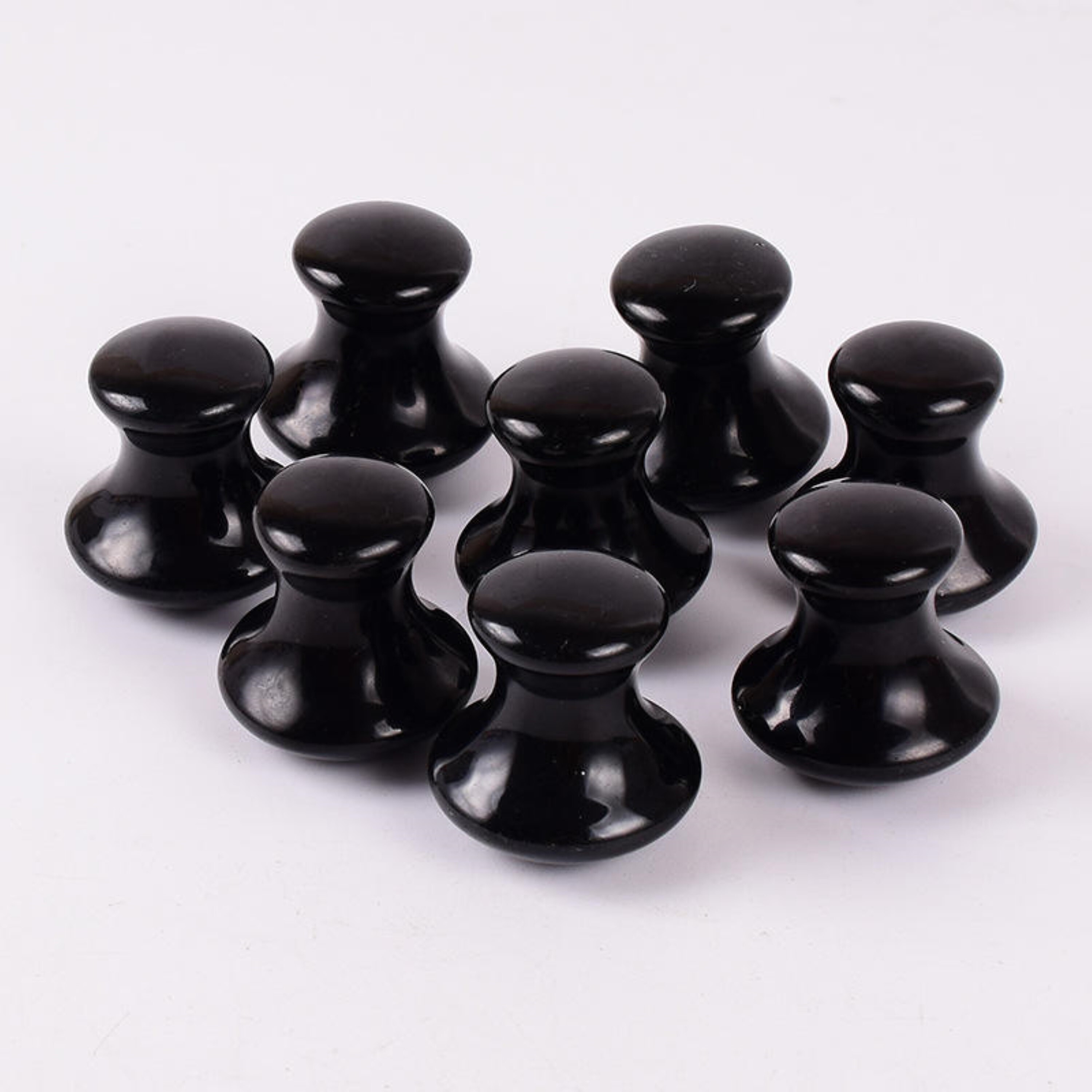 Natural Black Obsidian Gemstone Mushroom Shape Face Massager Gua Sha - Natural Material, 2 Inches Size, Black Color, 100 Grams Weight | Round Brilliant Cut Shape, Suitable For All Skin Types