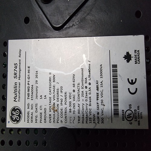 Ge Multilin 745-w2-p1-g1-hi-e 745 Transformer Management Relay