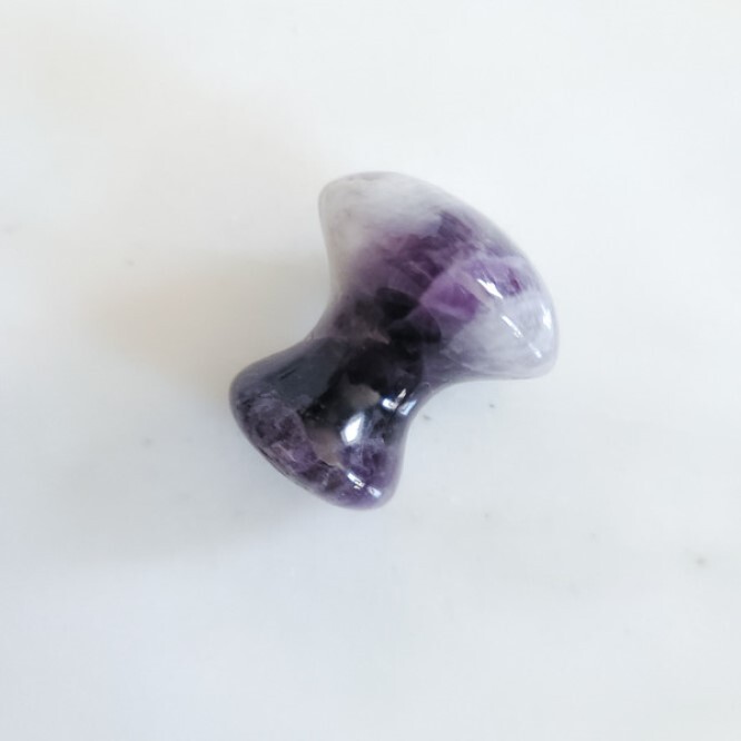 Natural Amethyst Gemstone Mushroom Shape Face Massager Gua Sha - A+ Grade, 2 Inches, Purple Color, 100 Grams | Mineral Gemstone, Improves Circulation & Reduces Puffiness