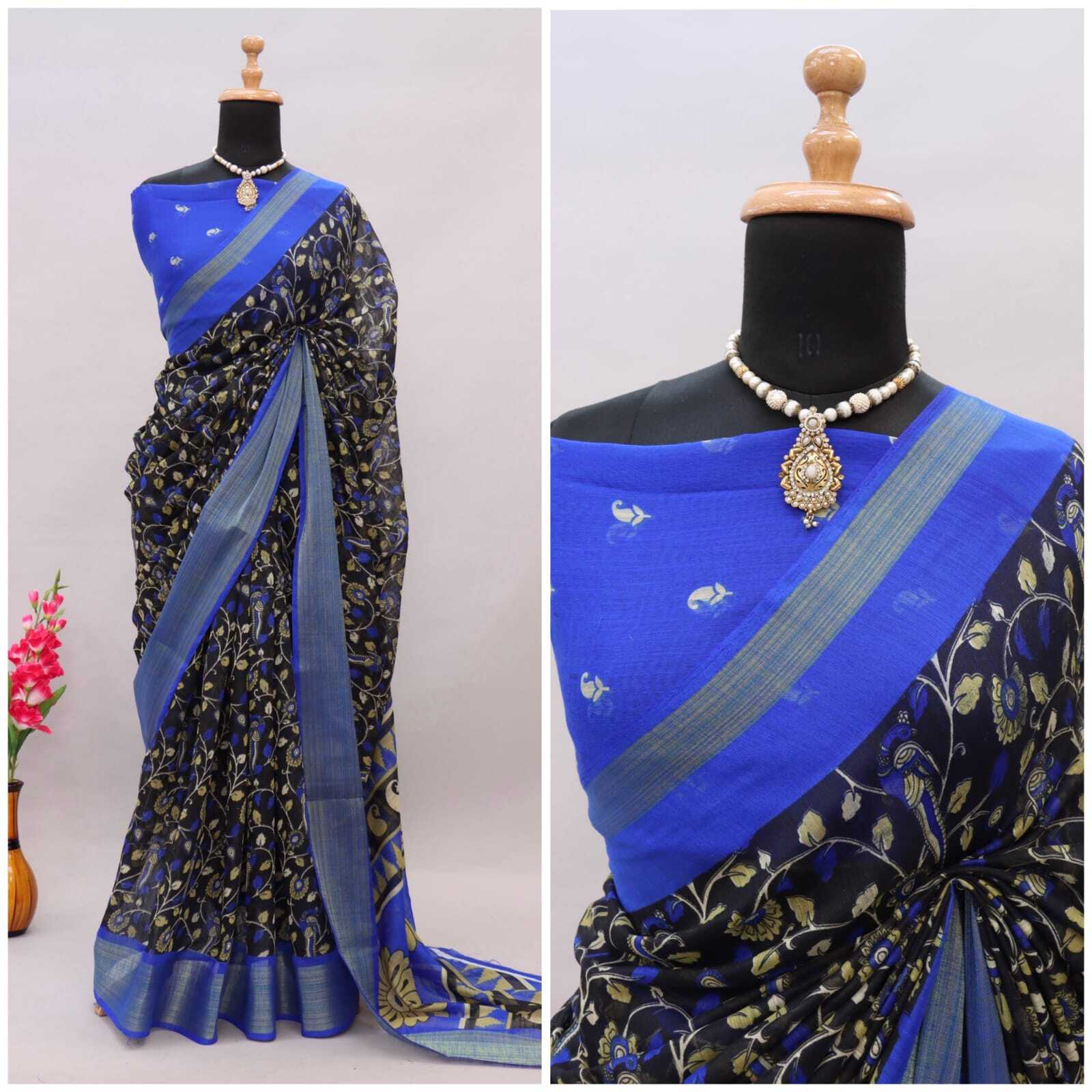 Cotton Saree2 - Cotton, Printed, Running Contrast Blouse | Breathable, Washable, All Season, Ethnic Indian Design With Amazing Border