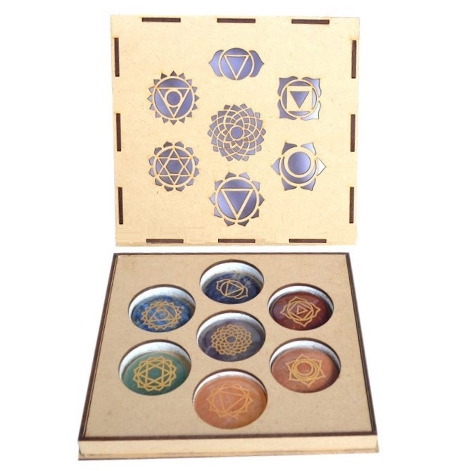 Natural 7 Chakras Stone Oval Round Heart Shape Reiki Healing Set With Tree Of Life Box - Natural Stone, 27-32 Mm, Various Colors, Handmade , Fairy Theme