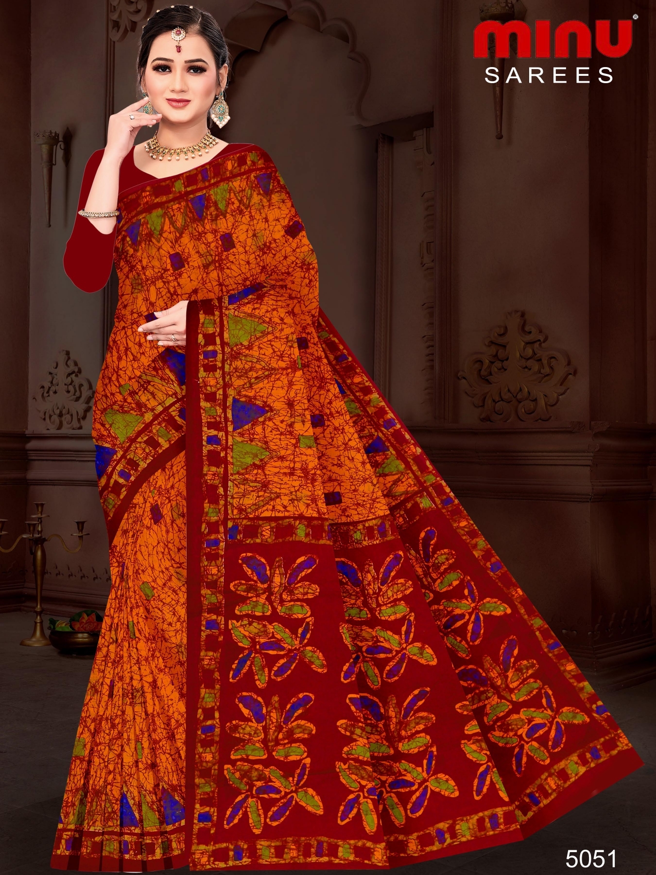 Mridula Batik Sarees - Cotton Printed Designer Saree Set Of 8 Pics | Casual Wear For Rainy, Summer, And Winter Seasons, Multi-color
