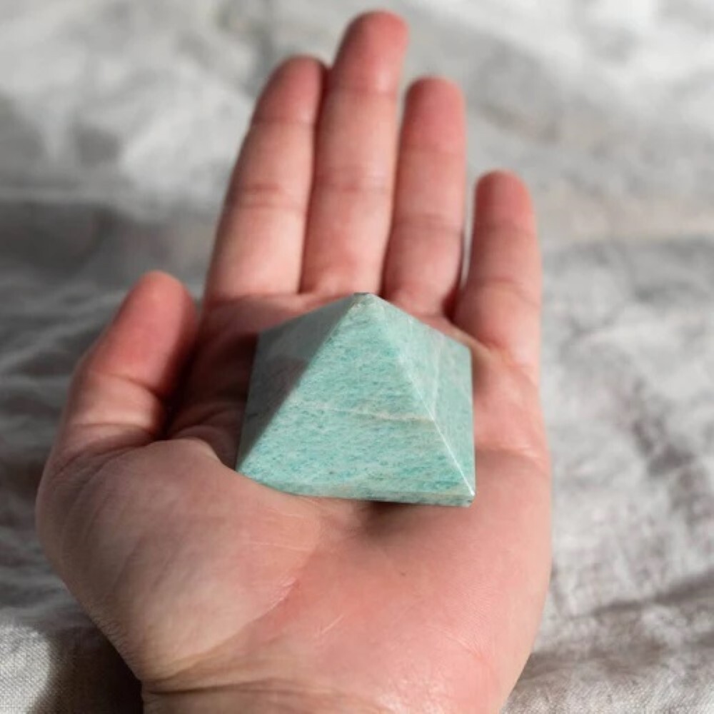 Natural Amazonite Gemstone Crystal Pyramid - 2 Inch, A+ Grade Green Stone, 1 Kg Weight | High-quality Natural Gemstone Decor