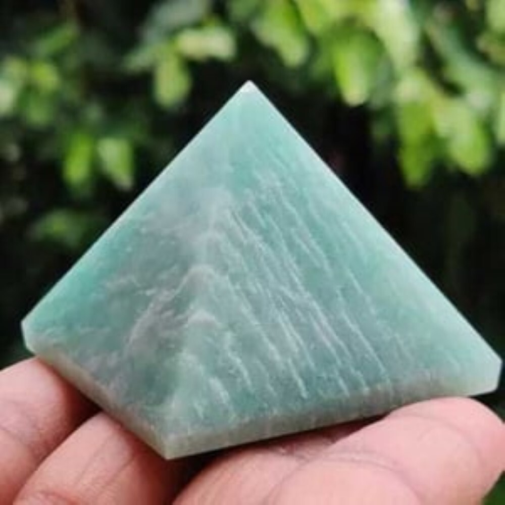 Natural Amazonite Gemstone Crystal Pyramid - 2 Inch, A+ Grade Green Stone, 1 Kg Weight | High-quality Natural Gemstone Decor