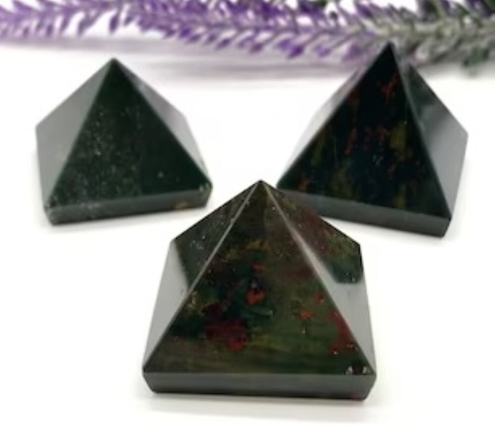 Natural Blood Stone Gemstone Crystal Pyramid - Grade: A+