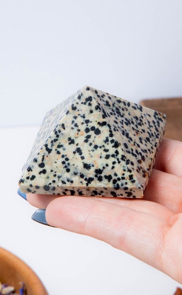 Natural Dalmatian Jasper Gemstone Crystal Pyramid - Grade: A+
