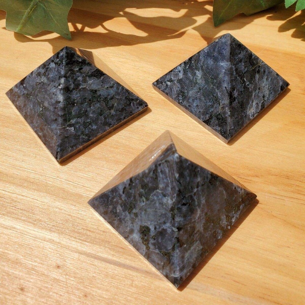 Natural Larvakite Gemstone Crystal Pyramid - Grade: A+