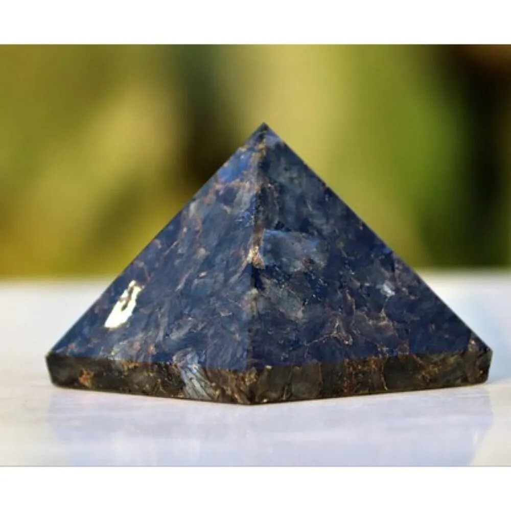 Natural Larvakite Gemstone Crystal Pyramid - Grade: A+