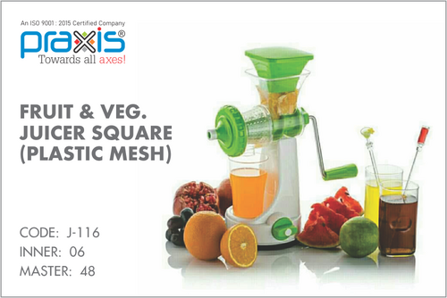 फ्रूट जूसर स्क्वायर प्लास्टिक मेश क्षमता: 0-5 लीटर/दिन