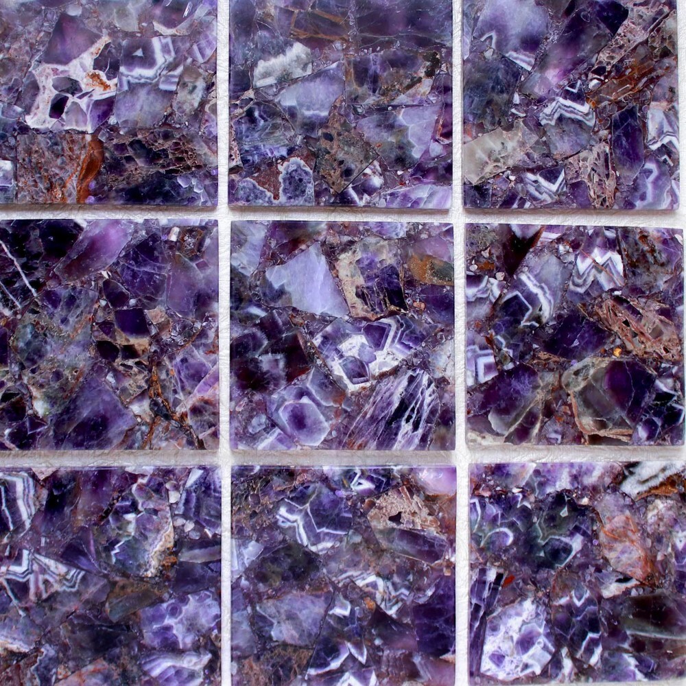 Natural Purple Amethyst Stone Square Shape Gemstone Coaster - A+ Grade Amethyst, 3-4 Inches, Deep Purple Color | Weight: 120 Gm, Shapes: Round Brilliant Cut, Heart Cut