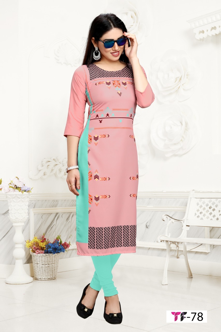 Crepe Kurti - Casual Dress, Full Sleeves, Size M To Xxl, Mix Colors, Printed Design, Breathable & Washable, 50+ Random Designs Available