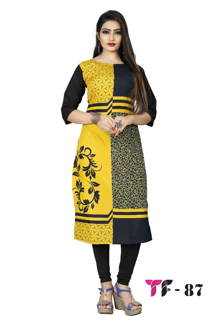 Crepe Kurti - Casual Dress, Full Sleeves, Size M To Xxl, Mix Colors, Printed Design, Breathable & Washable, 50+ Random Designs Available