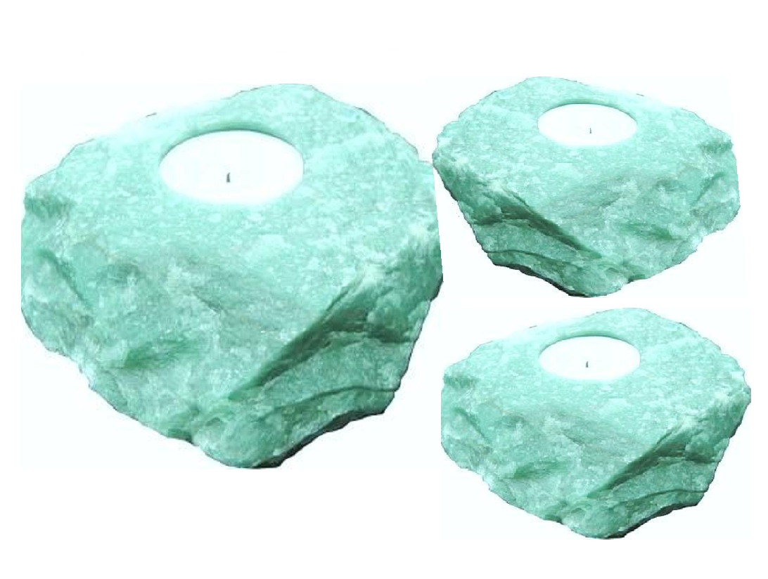 Natural Amazonite Gemstone Gold Plated Candle Holder Stand Irregular Shape - Grade: A+