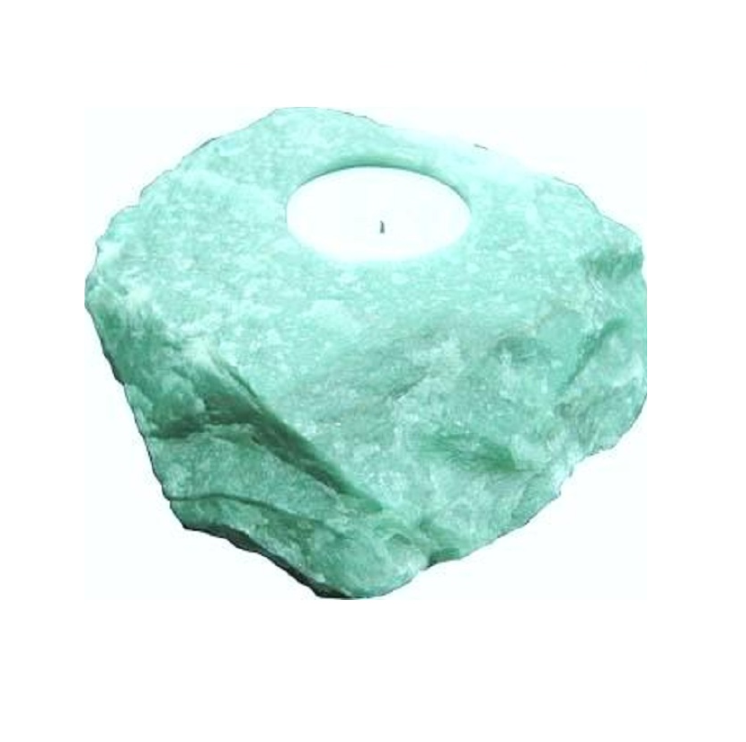 Natural Amazonite Gemstone Gold Plated Candle Holder Stand Irregular Shape - Grade: A+