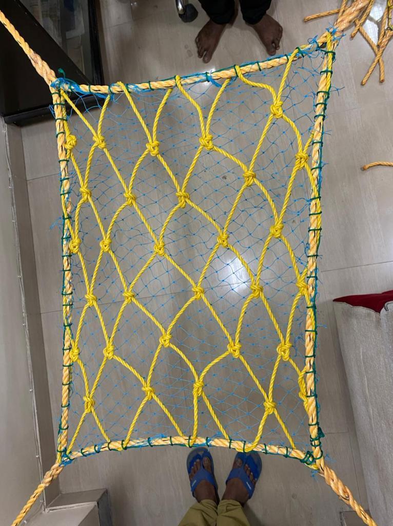 Safety Nets - Nylon Mesh 10x5 Feet | Square Hole 2 Inch, Isi Certified, Knotted Type, 1-year Warranty