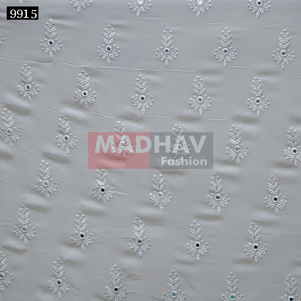 Premium Grade Daman Style Sequin Fabric - Cotton, 54 Inches Wide, White Color | Multi-styled Sequined Embroidery For Blouses, Lehenga, And Borders