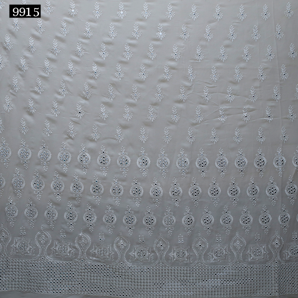 Premium Grade Daman Style Sequin Fabric - Cotton, 54 Inches Wide, White Color | Multi-styled Sequined Embroidery For Blouses, Lehenga, And Borders