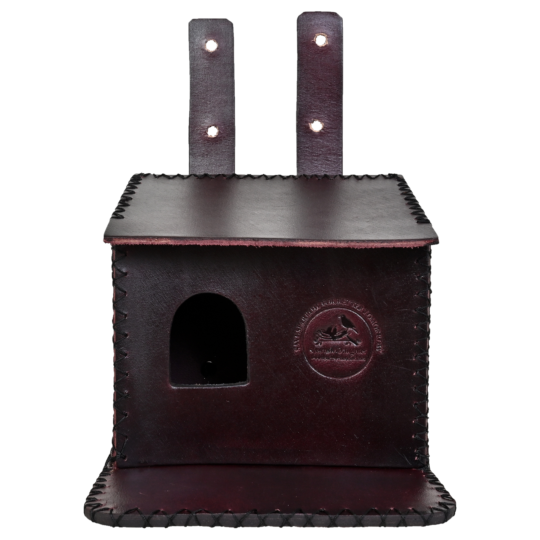 Birdhouse - 16.5x16x2.6 Cm | Leather, Vegan Leather, Synthetic Leather, Handcrafted Design, Bordo Brown Finish, Perfect For Small Birds