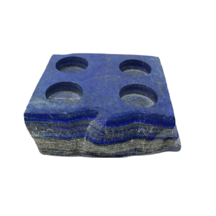 Natural Lapis Lazuli Gemstone Candle Holder Stand Irregular Shape - Grade: A+