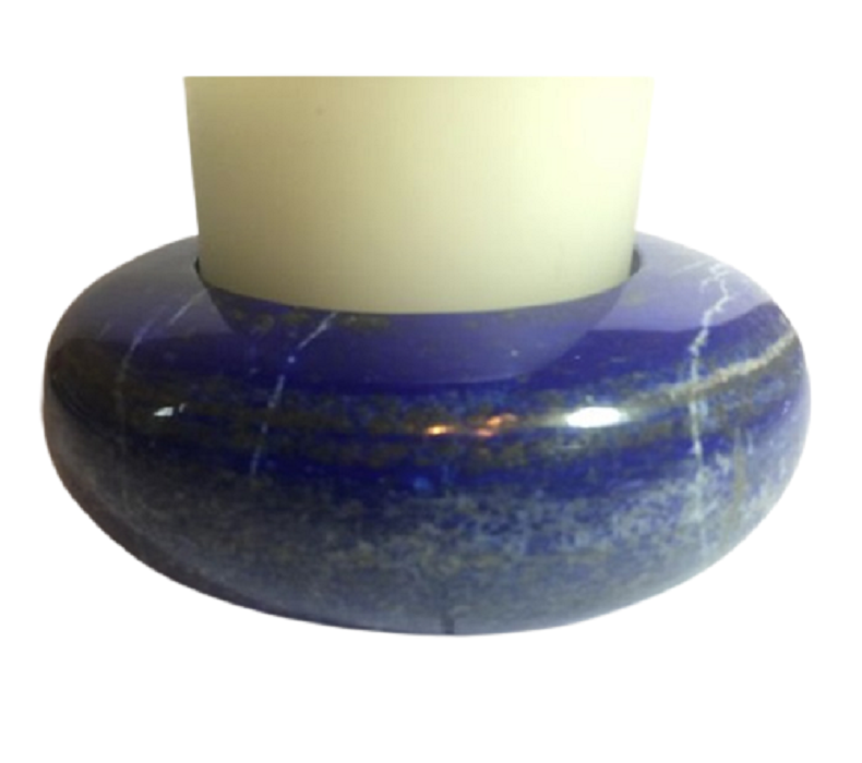Natural Lapis Lazuli Gemstone Candle Holder Stand Irregular Shape - Grade: A+