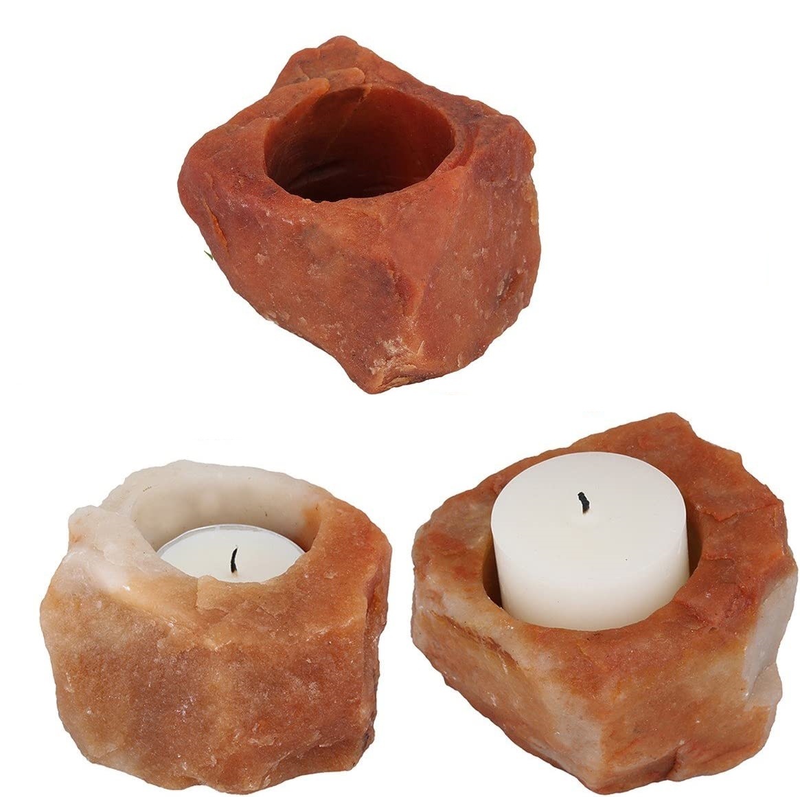 Natural Red Aventurine Gemstone Candle Holder Stand Irregular Shape - Grade: A+