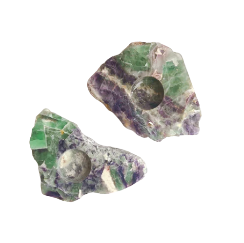 Natural Rainbow Fluorite Candle Holder - Agate Material 6 Inch Size Multicolor A+ Grade 300 Grams Weight