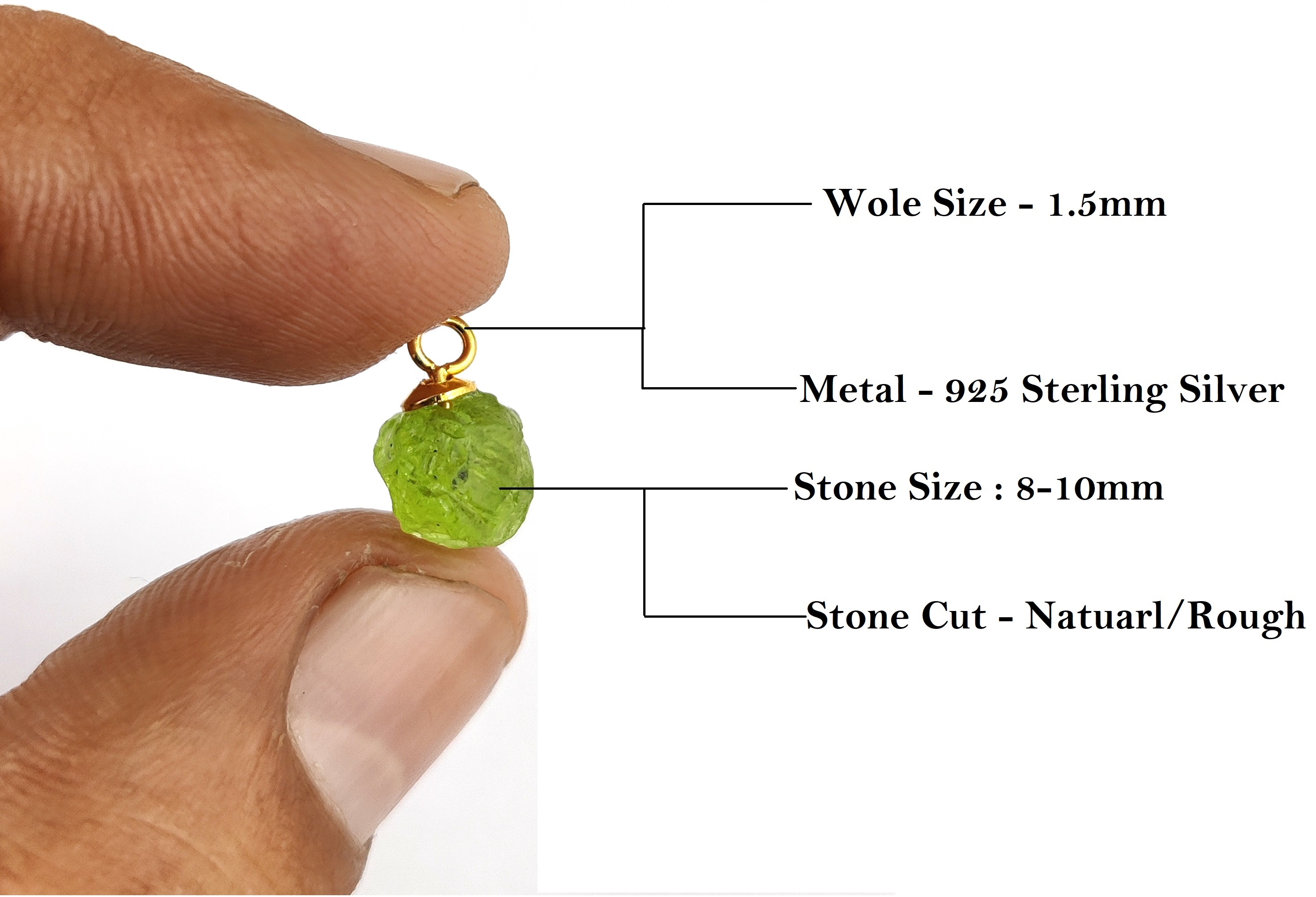 Same As Photo Natural Rough Birthstone Stone Size 8-10mm Gemstone Pendant