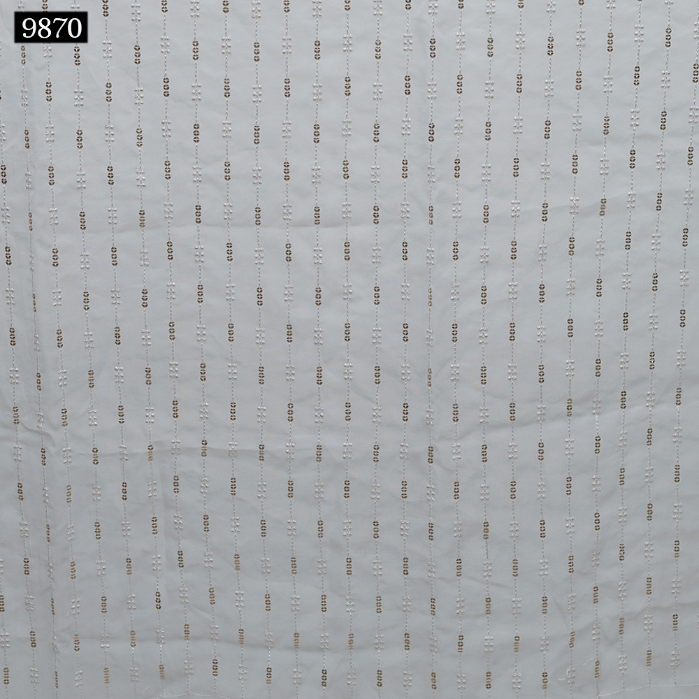Embroidered Sequin Fabric - Cotton & Georgette, 54 M Width, White Color, Lightweight Patterned Design For Lehenga Choli & Dupatta