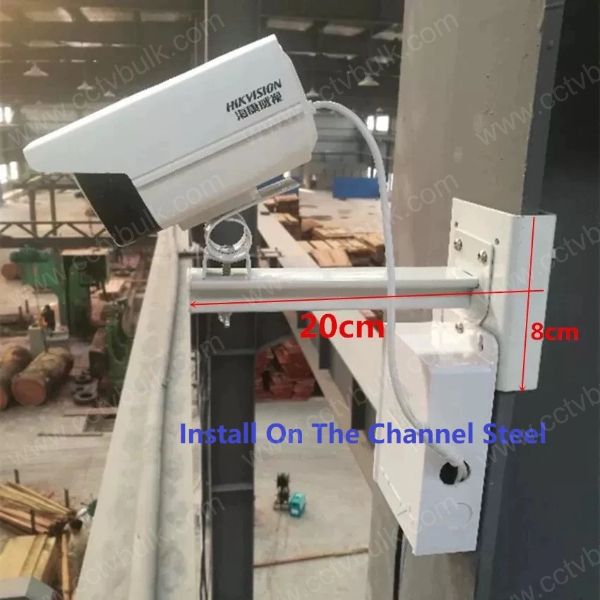 Cctv Camera Stand For Glass - High Quality Steel, 80x200 Mm, White | Mini Camera Compatible, Weather Resistant, Organizes Cable & Connector