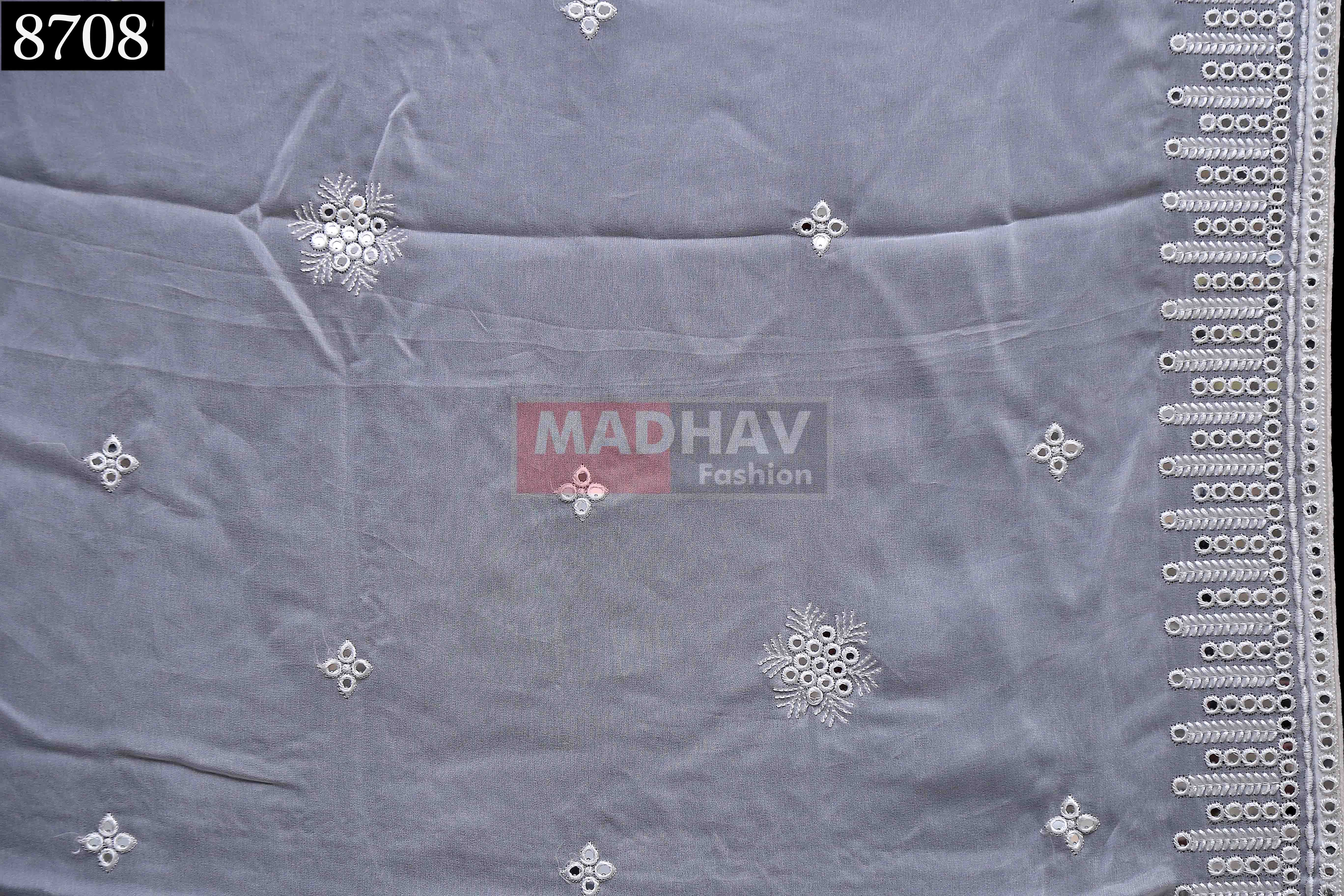 Fancy Four Sequence Fabrics With Thread Work - Georgette Material, Embroidered Texture, White Color | Sherwani Dupatta, Bridal Dupatta, Designer Dupatta, Extensive Embroidery Options