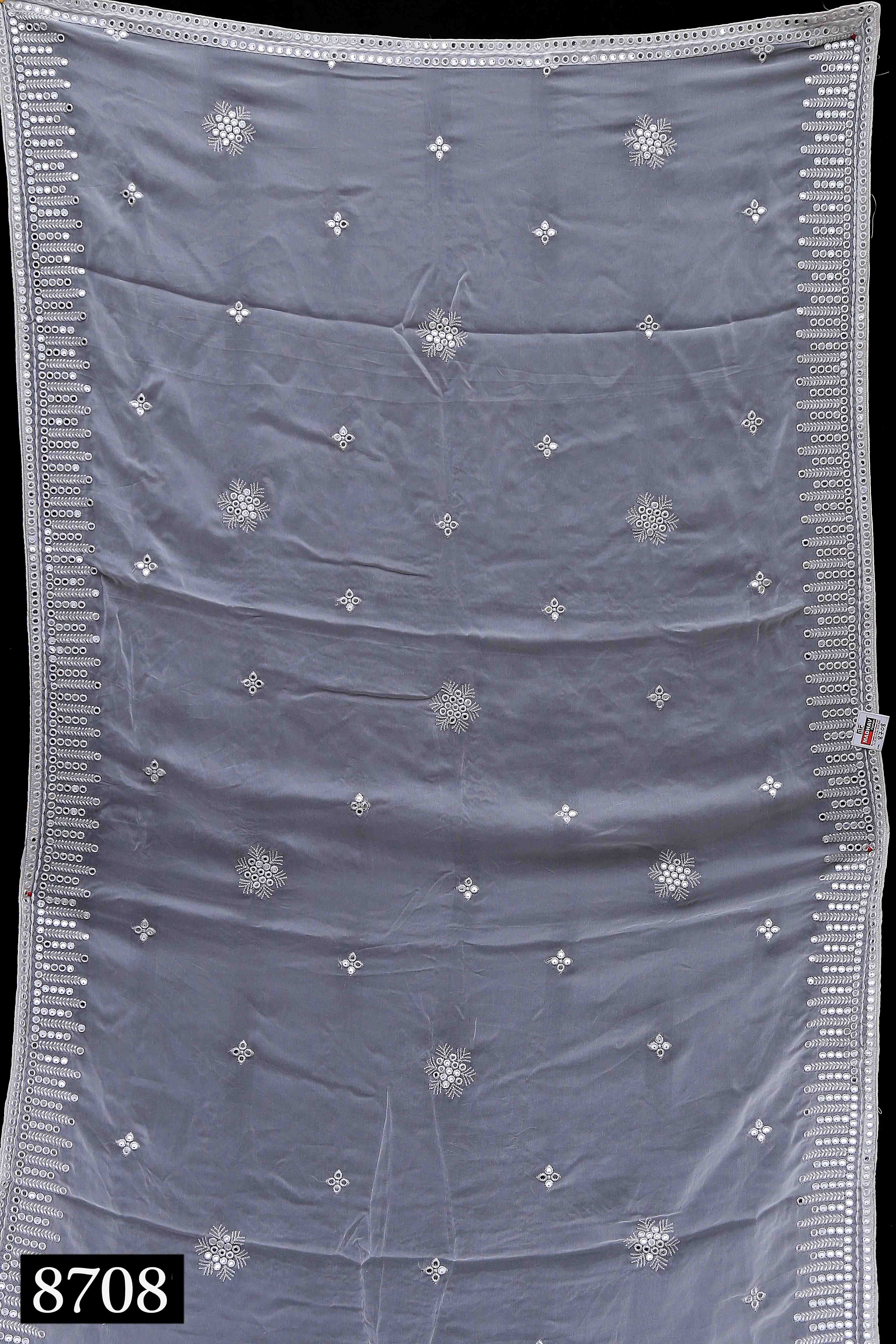 Fancy Four Sequence Fabrics With Thread Work - Georgette Material, Embroidered Texture, White Color | Sherwani Dupatta, Bridal Dupatta, Designer Dupatta, Extensive Embroidery Options