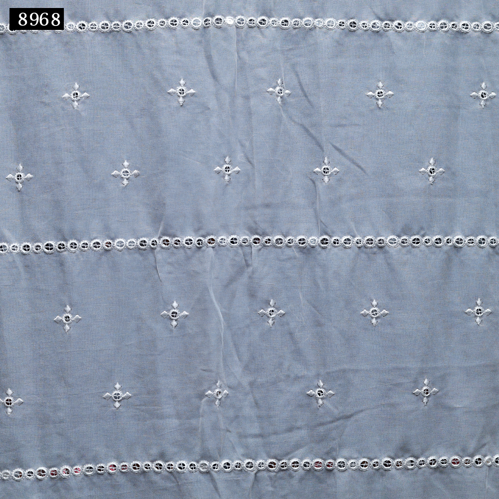 Fancy Dupatta - Georgette, Embroidered Design In Ivory White | Sequence, Mirror Work, Cording, And Laser Embroidery For Bridal Lehenga And Sherwani Elegance