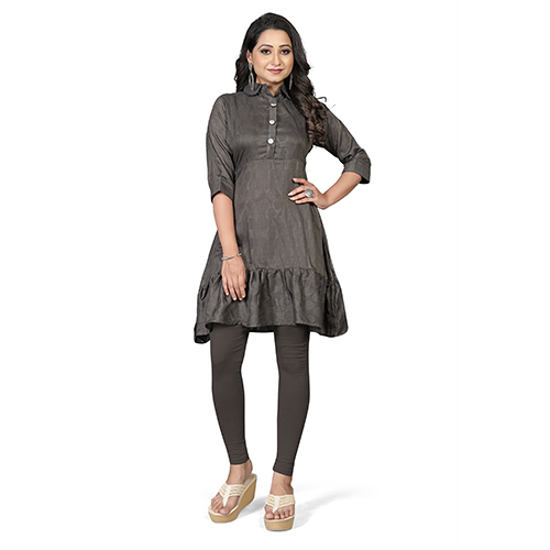 Fancy Tunic - Cotton Material, Dark Gray Color | Machine Washable, Breathable & Lightweight Design For Everyday Use