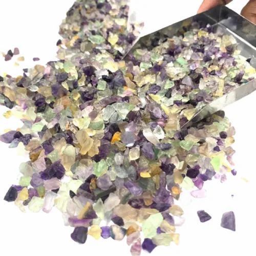 Natural Fluorite Gemstone Chips - A+ Agate Material, Free Size, Rainbow Color, 1 Kg Weight | Enduring Natural Stone Elegance